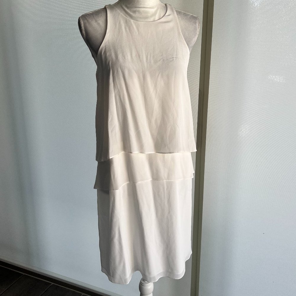 NWT Tibi cream/white silk tiered mini dress